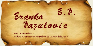 Branko Mazulović vizit kartica
